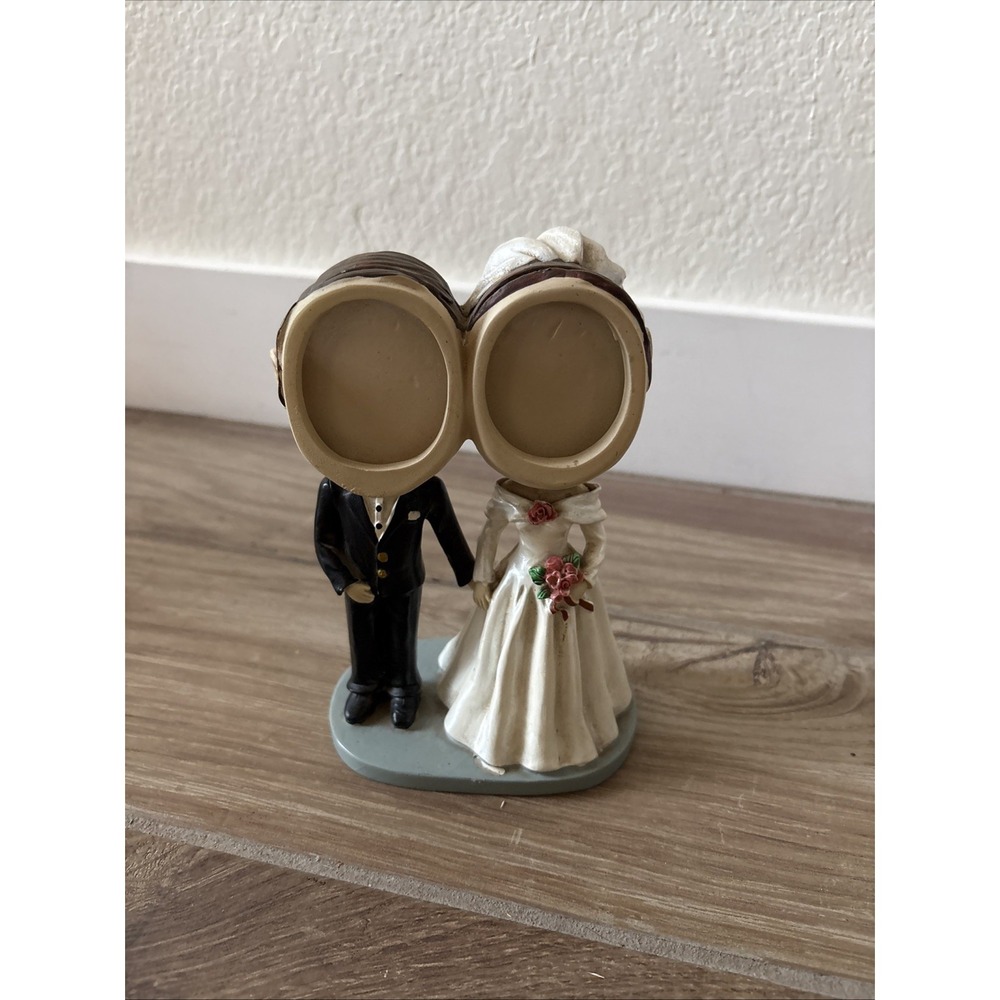 Bride and Groom Bobblehead Picture Figures 7" Rare!